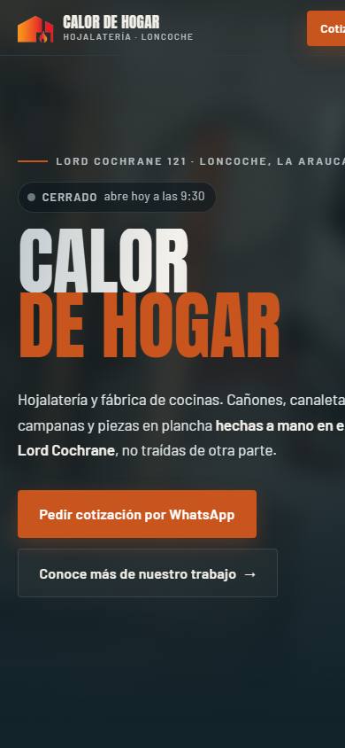 Calor de Hogar: el sitio en un teléfono