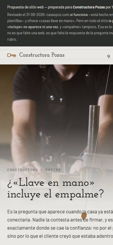 Constructora Pozas: el sitio en un teléfono