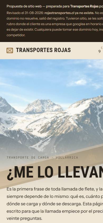 Transportes Rojas: el sitio en un teléfono