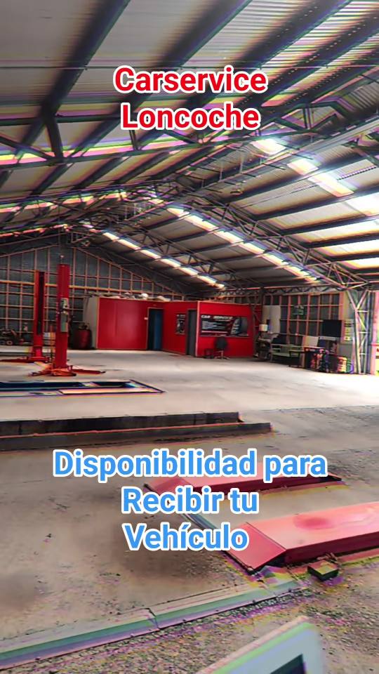 Interior del taller: galpón con dos elevadores y plataforma de alineación en el piso