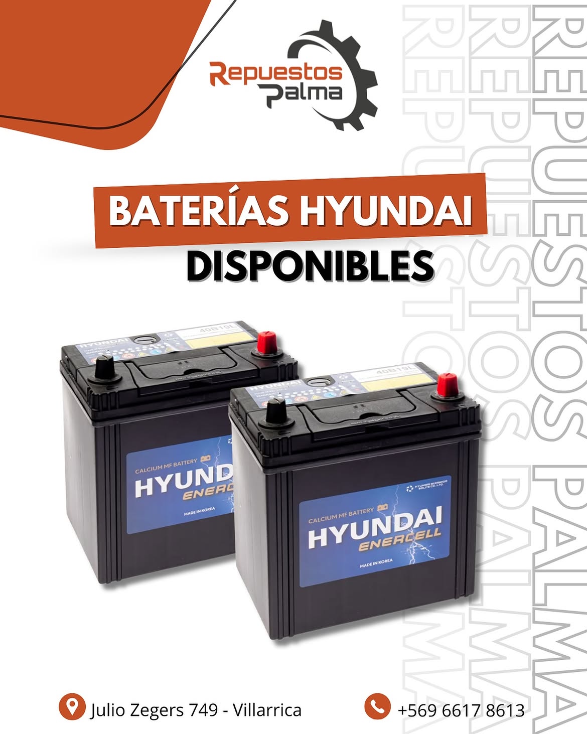 Baterías Hyundai Enercell disponibles en Repuestos Palma