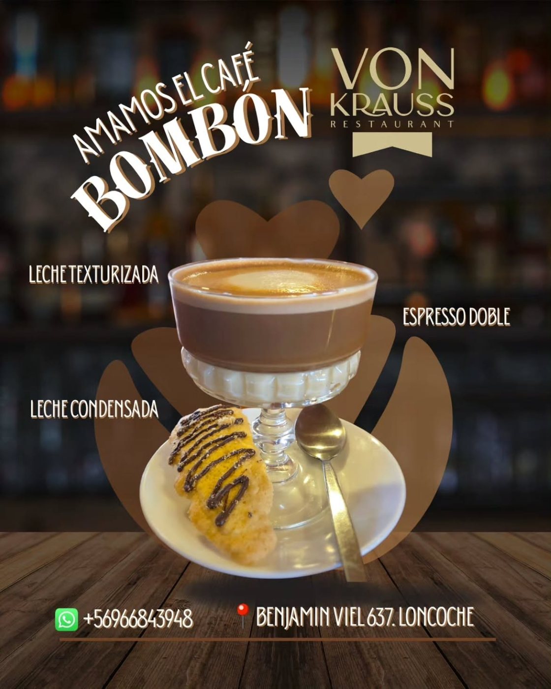 Café bombón de Von Krauss con leche condensada y leche texturizada